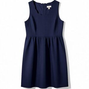 Ann Taylor LOFT Dress Fit Flare Navy Blue Scallop Neck Sleeveless Size 12